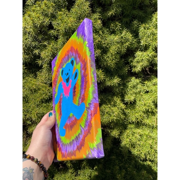 Grateful Dead Bear Canvas | Hand Painted | 8in x 10in - Picture 5 of 6